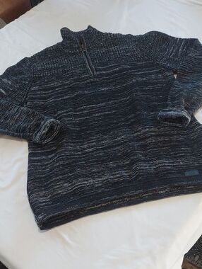 Outpost Makers Men's Half-Zip Heathered Black Sweater.zippers On The Sides.LARGE